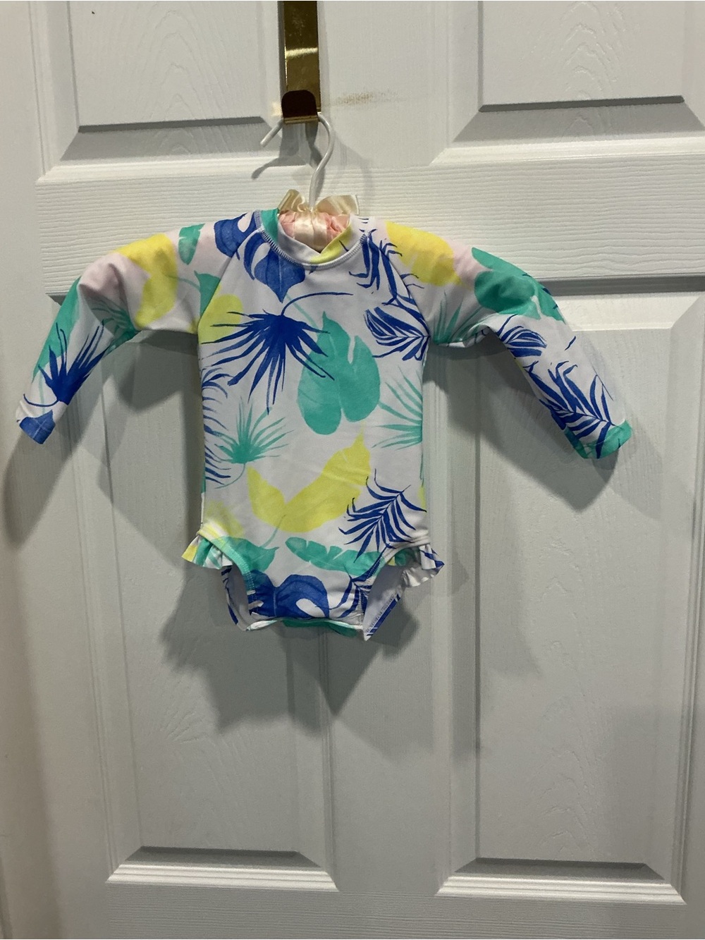 Long-Sleeve Baby Rash Guard Swimsuit - Multi Blue/Green/Yellow
